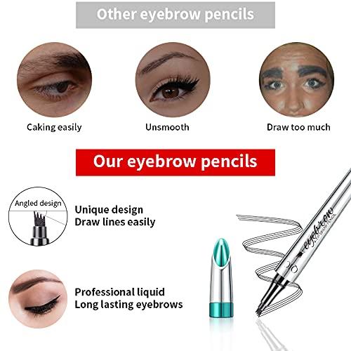 Eyebrow Pencil Waterproof Liquid Pen Eyebrow Microblading Pen - Eye Makeup Eyebrow Pen Micro 4 Point Brow Pen Long-Lasting Natural Eyebrow Hair (dark coffee)