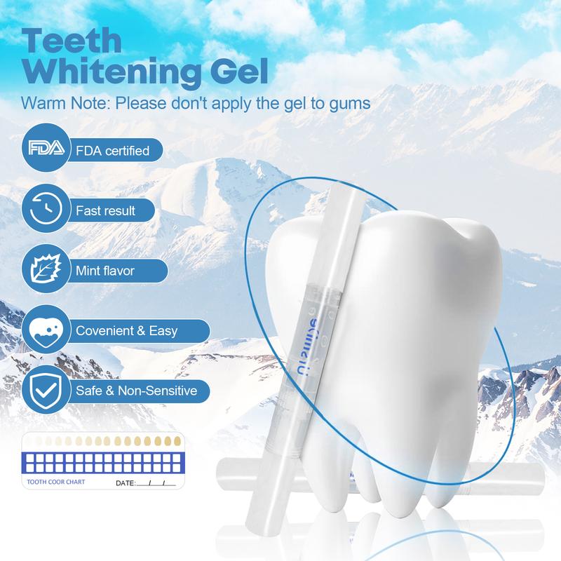 16 LED Oral Teeth Brightening Kit, Rechargeable Whitening Tool with 3 Teeth Brighten Gel for Sensitive Gum, Remove Stains from Coffee Smoking, Gift