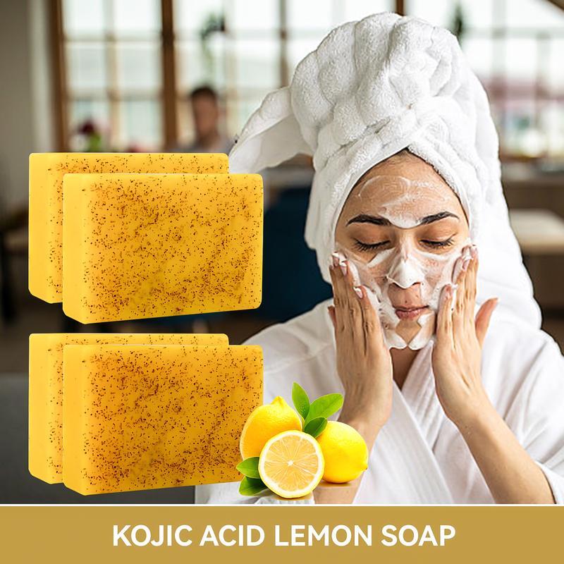 3PCS Turmeric & Kojic Acid Brightening Soap, Soap Body Care Body Wash Lemon Flawless Organic Comfort Cleansing