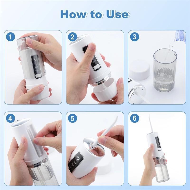 Portable Rechargeable Oral Irrigator, 1 Set Electric High-pressure Oral Irrigator with 4 Counts Nozzles, Water Flosser for Home & Travel