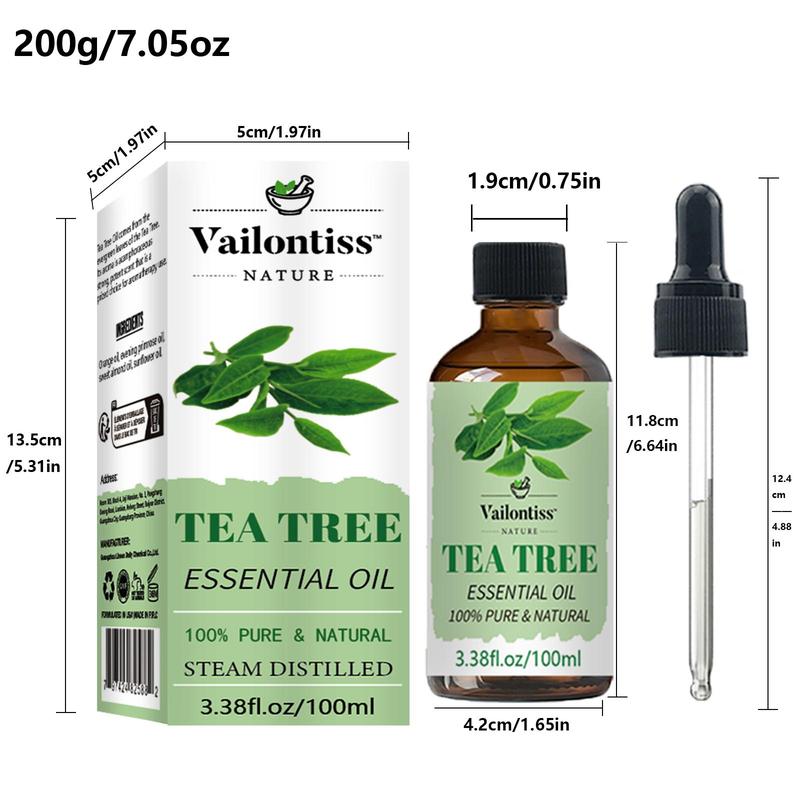 100ml Tea Tree Essential Oil, Moisturizing Hair Massage Oil, Body Care Oil for Soothing Dry Skin, Multipurpose Skin Care Product for Daily Use