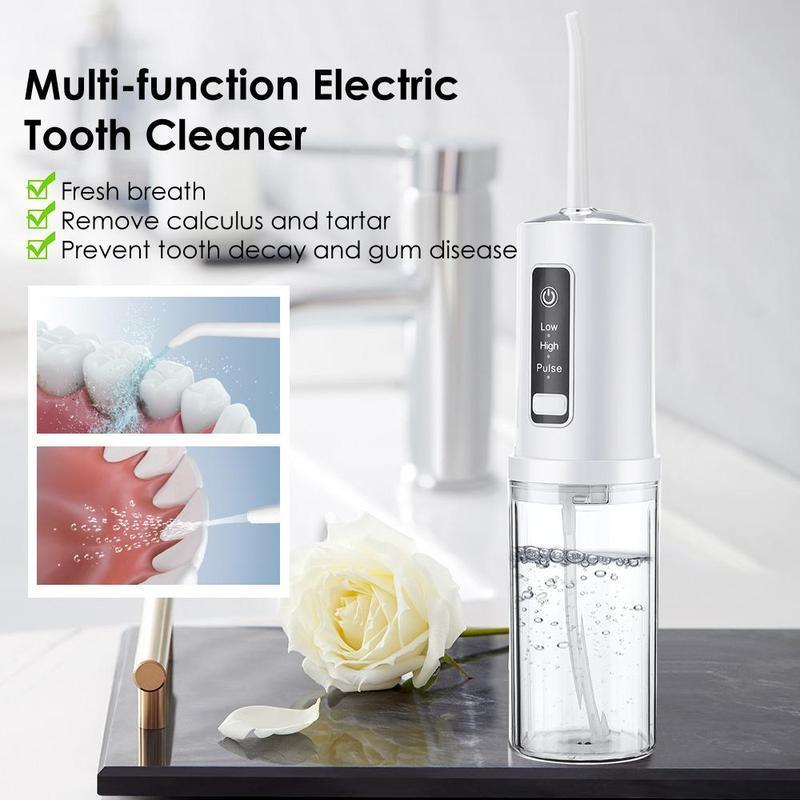 Portable Rechargeable Oral Irrigator, 1 Set Electric High-pressure Oral Irrigator with 4 Counts Nozzles, Water Flosser for Home & Travel