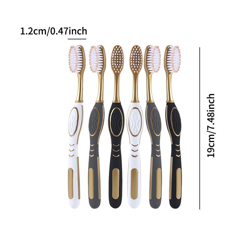 Wide Head Toothbrush Set, 6 Counts box Soft Bristles Toothbrush with Anti-slip Handle, Oral Care Toothbrush for Adults, Daily Oral Care Products, Christmas Gift