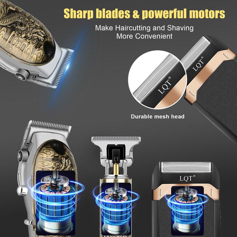 Professional Hair Clipper Kit, 1 Box LED Display Rechargeable Electric Hair Trimmer & Accessories, Barber Clippers, Hair Cutting Machines, Barber Kit, Hair Trimmer for Men, Barber, Stylist, Barbershop, Salon, Christmas Gift