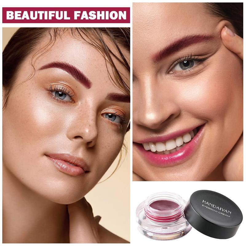 Eyebrow Pomade Cream,Brow Pomade Gel Naturally Long Lasting Waterproof,Delicate and Smooth Eye Brow Makeup Cosmetics with Eyebrow Brush - Wine