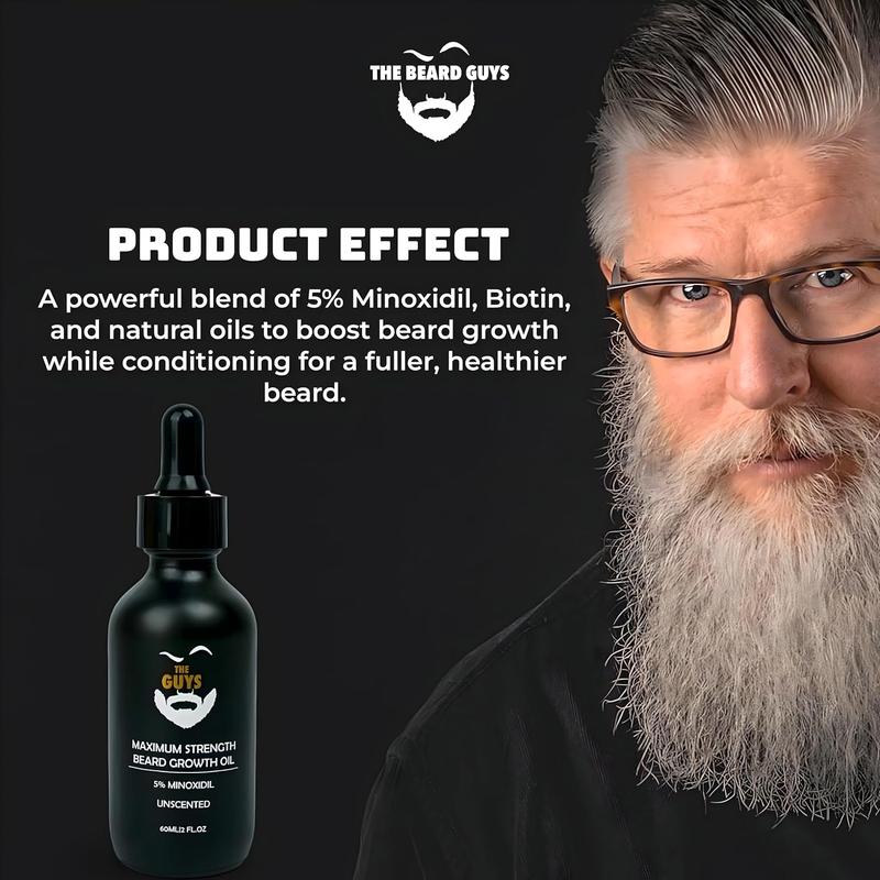 5% Minoxidil Beard Growth Oil – Premium Beard Growth Serum with Growth Oils for Thicker, Fuller Facial Hair – 2 oz