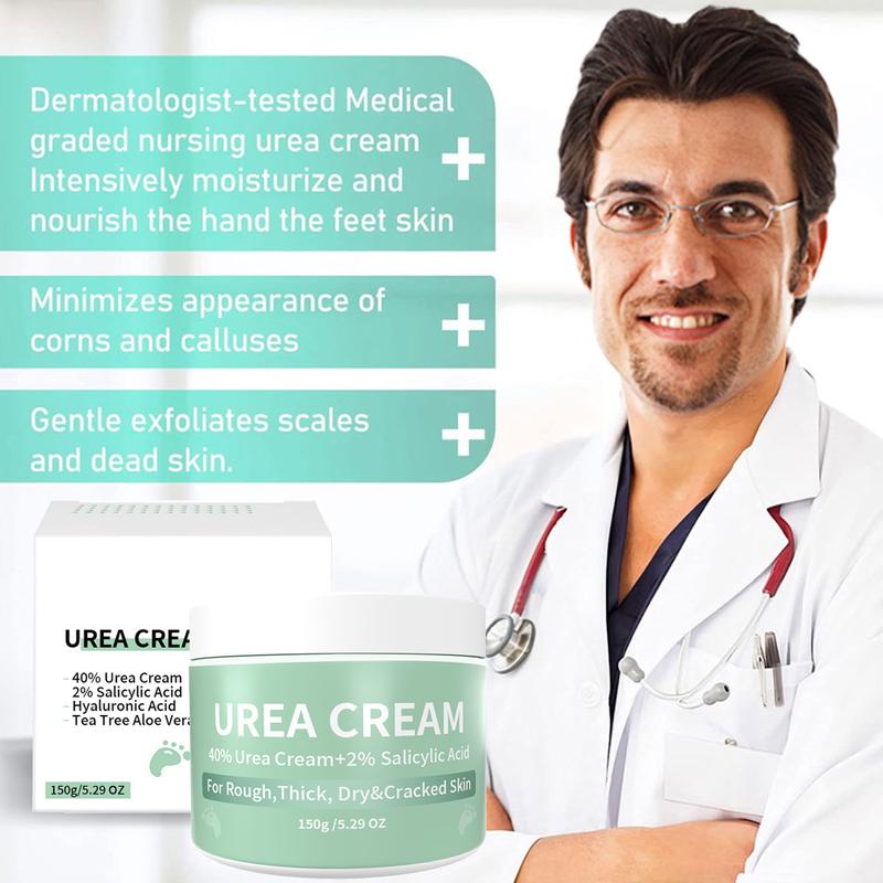 Urea Cream 40%+2% Salicylic Acid, 5.29 oz-DualPurpose Foot & Hand Cream Enriched with Hyaluronic Acid, Tea Tree Oil, & Aloe Vera for Deep Moisturization & Effective Callus Removal