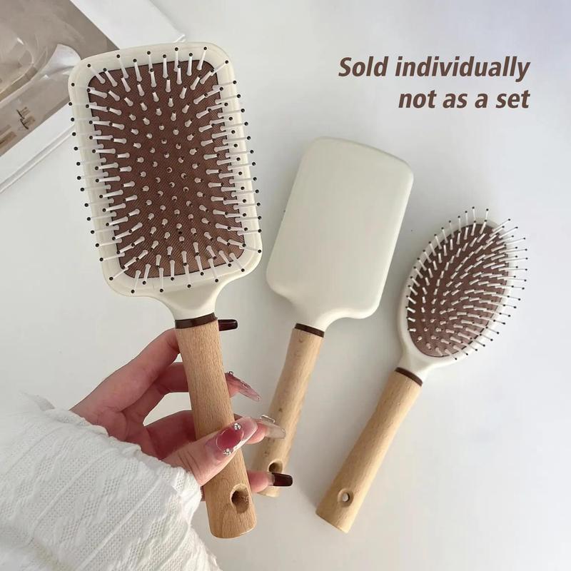 Multifunctional Cushion Hair Brush, 1 Count Wooden & Silicone Ultra-soft Long Hand Hair Comb for Both Personal Use & Barber Use, Christmas Gift