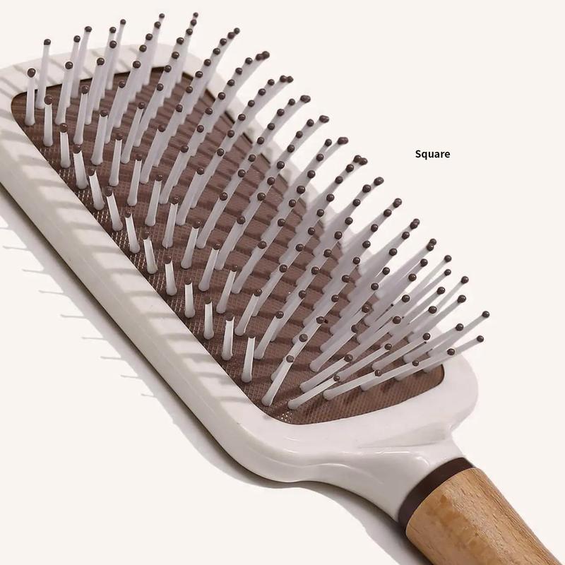 Multifunctional Cushion Hair Brush, 1 Count Wooden & Silicone Ultra-soft Long Hand Hair Comb for Both Personal Use & Barber Use, Christmas Gift