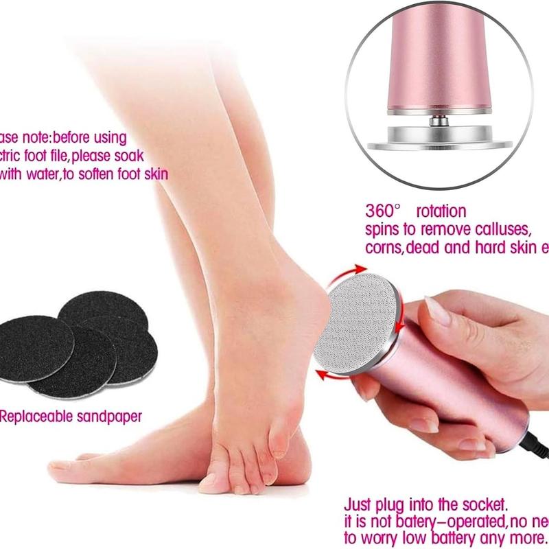 Electric Foot File, 1 Box Adjustable Speed Electric Foot File with 60pcs Sandpaper, Professional Pedicure Tool for Home & Salon Use, Winter & New Year Gift