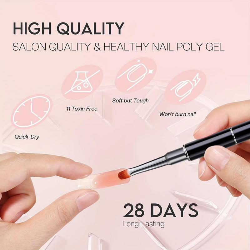 Long-lasting Poly Gel Nail Extension Kit, 1 Set LED UV Hard Fiber Gel For Nail Retouching And Extension, Home Nails Art