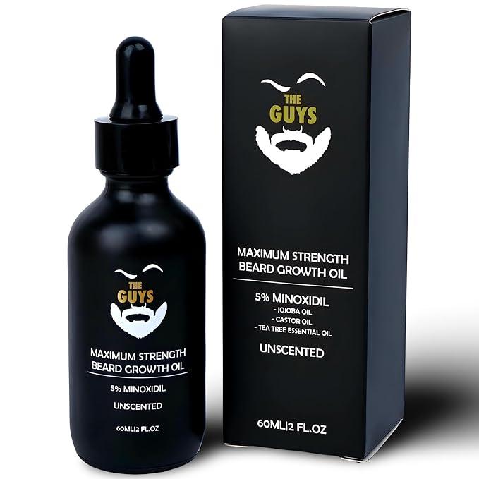 5% Minoxidil Beard Growth Oil – Premium Beard Growth Serum with Growth Oils for Thicker, Fuller Facial Hair – 2 oz