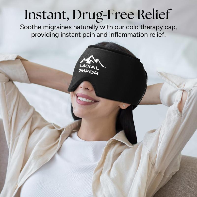 Migraine Relief Cap,Headache Relief Cap, Migraine Headache Cold Hat Stretchable Adjustable Flexible Gel Cold Compressed Natural Therapy Reusable Ice Pack for Head,Eyes,Legs,Neck,Stress Relief