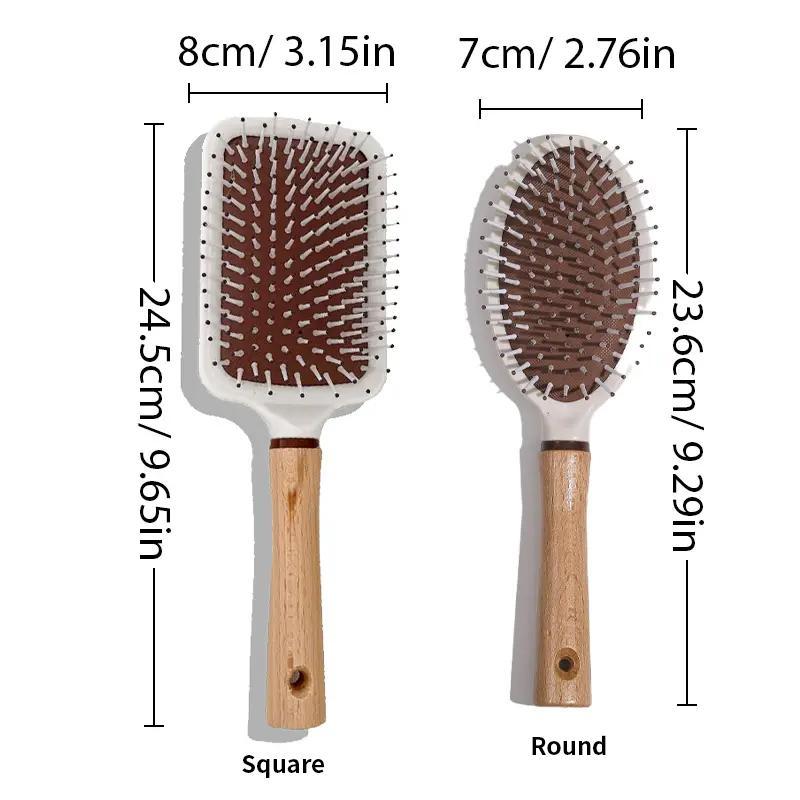 Multifunctional Cushion Hair Brush, 1 Count Wooden & Silicone Ultra-soft Long Hand Hair Comb for Both Personal Use & Barber Use, Christmas Gift