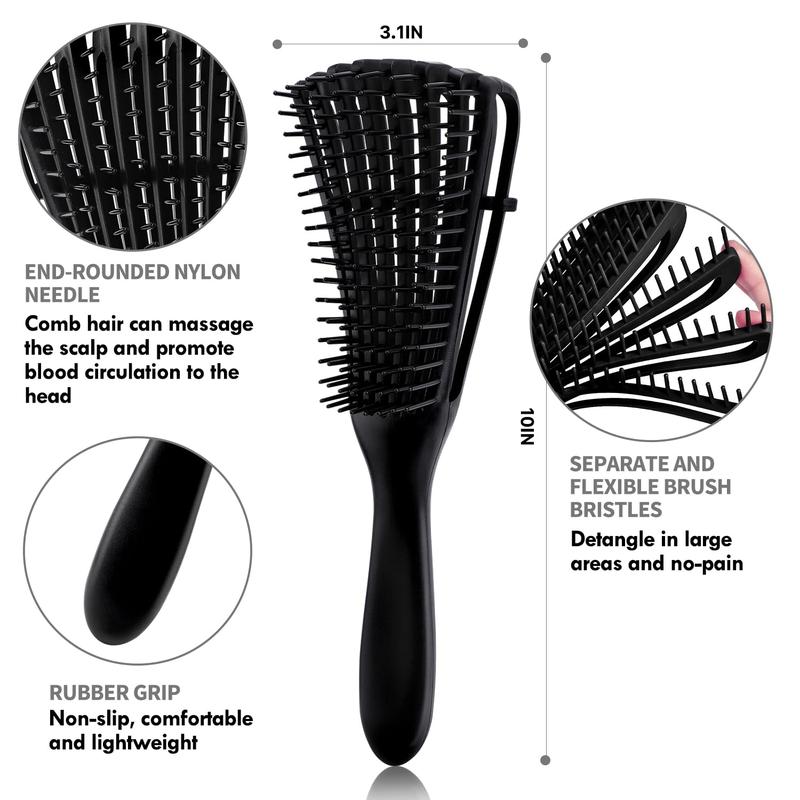 4 count(3+1) Curly Hair Brush Set, Wet or Dry, Detangling with Spray Bottle, Wide Comb, Other Style 4 counts for 3 4ABC with Wide Tooth Comb