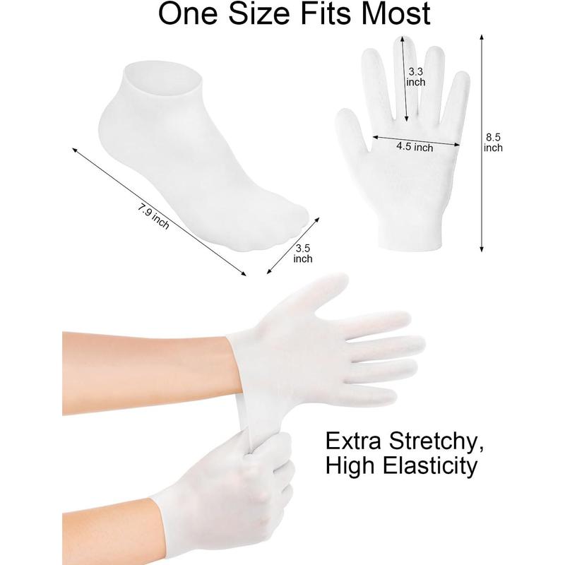 Gorgeous 2 Pairs of Silicone Moisturizing Glove Socks Set! These Anti Slip Soft Spa Gel Socks are amazing for Softening Feet with Dry Cracked Skin. Ideal for Women's Spa Pedicure Socks, softening both Foot and Hand.