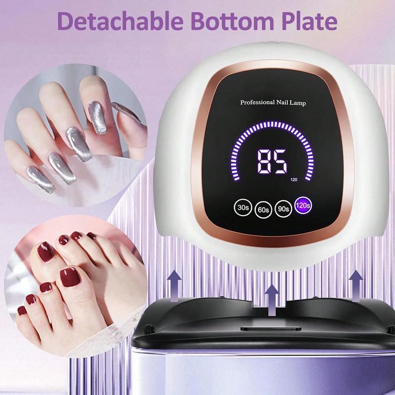 UV LED Nail Lamp, Gugusure 168W Nail Curing Lamps For Home & Salon, Led Nail Dryer For Gel Polish With Automatic Sensor 4 Timer Setting, Professional Nail Art Tools For Fingernail And Toenail Nail