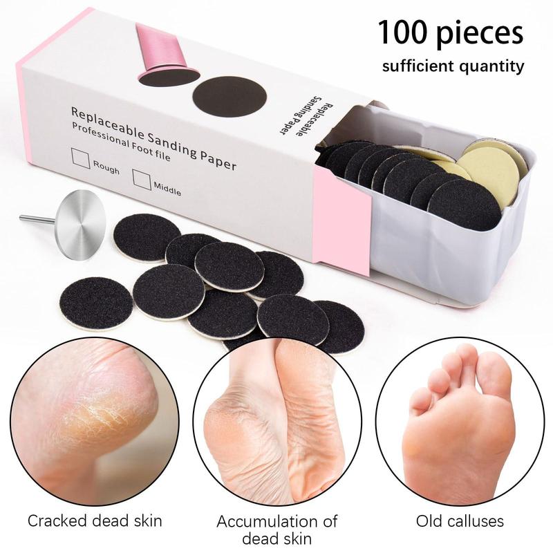 Replaceable Sandpaper Refill Discs, 120pcs Sanding Paper Discs with 1 Count Nail Drill Bit, Pedicure Sanding Disc for Electric Foot File Callus Remover