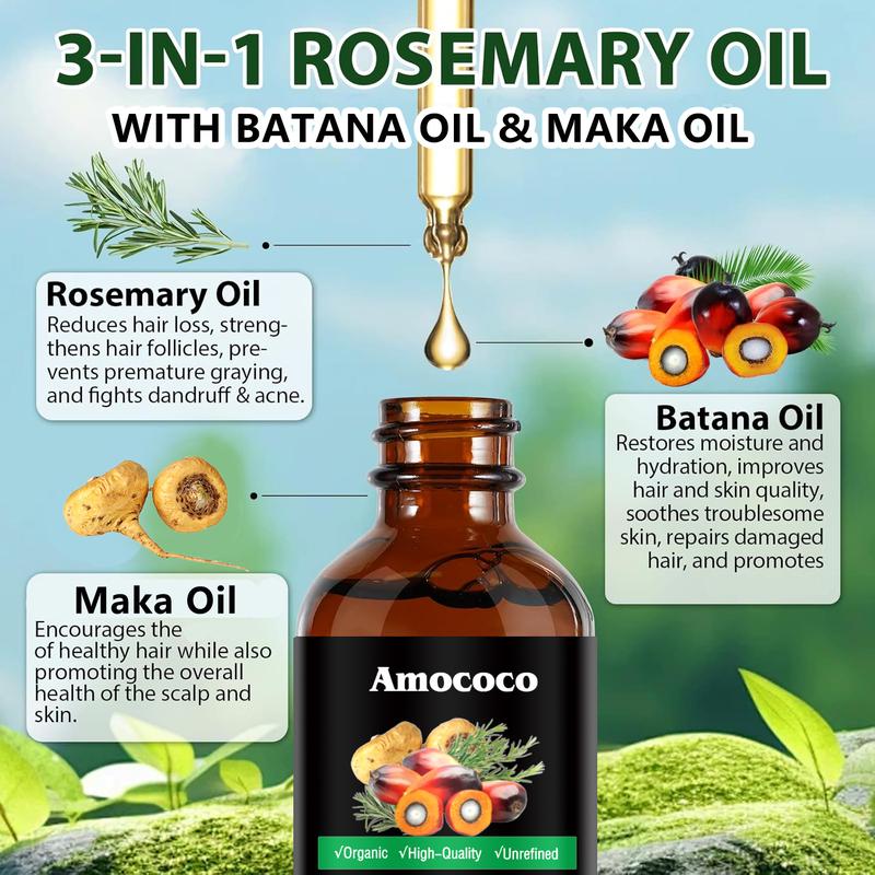 100% Pure Organic Rosemary Oil for Hair Growth, Eyebrow and Eyelash, Nourishes The Scalp, Improves Blood Circulation, Hair Care Oil 60ml Coconut Haircare Moisturizing Comfort