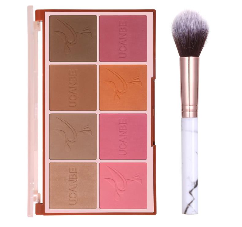 8 Colors Face Matte Blush Palette Shading Blusher with Brush