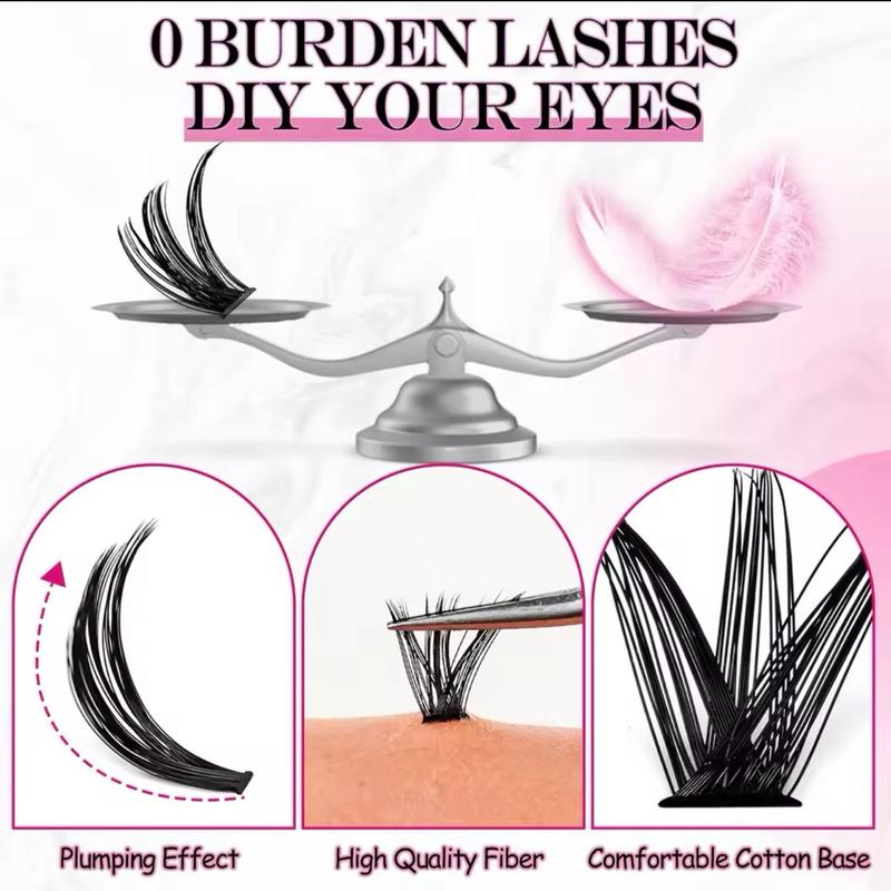 Fluffy Volume Lash Clusters set. 10 Rows, 18-10mm mix. 40D-120D. Wispy, round  and cat Eyelashes Makeup Cosmetic Makeup Cosmetic