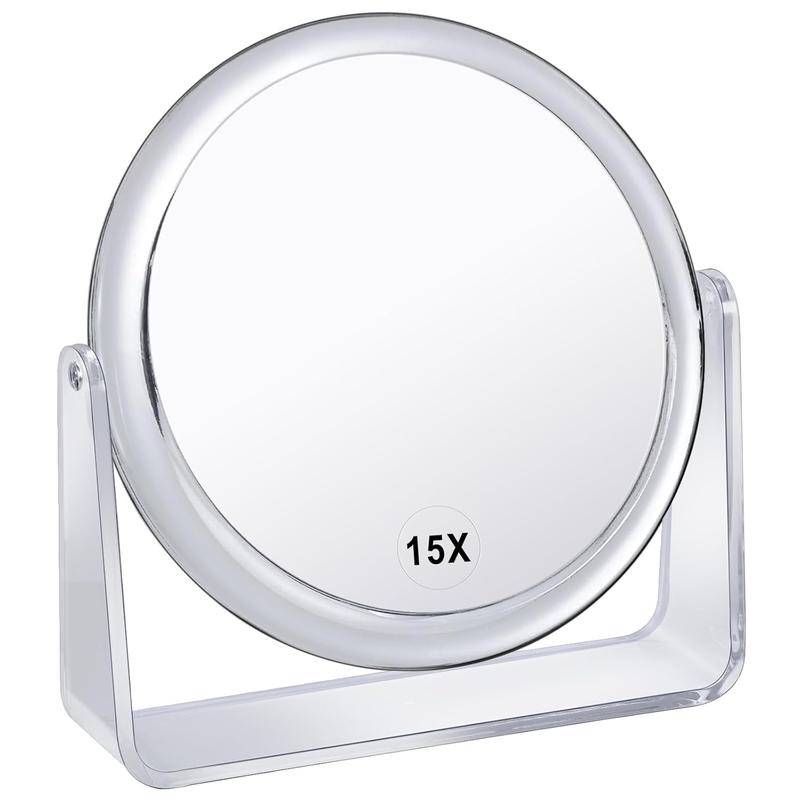 15X Vanity Mirror Makeup Mirror,1X 15X Magnification Double Sided Magnifying Mirror,360 Degree Swivel Desk Mirror,Portable Table Counter top Mirror for Bathroom Shaving Mirror,Gift for Women