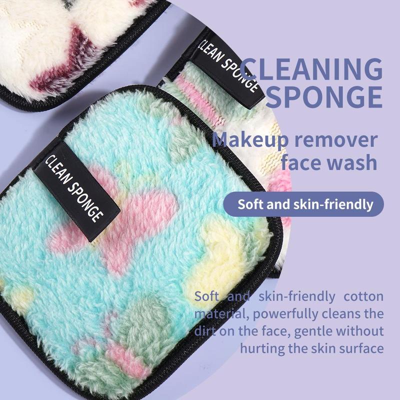 MAANGE Travel Reusable Makeup Remover Pads, 6 Counts Colorful Facial Cleaning Puffs, Face Wash Sponges, Square Shape Fluffy Face Washing & Skin Cleansing Pads, Comfort Hygiene Products, Christmas Gift