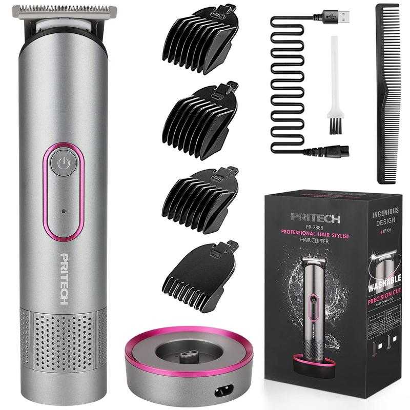 PRITECH Bikini Trimmer, Rechargeable Pubic Hair Clippers and Trimmer, Waterproof Electric Shaver Women Electric Razor with Standing Recharge Dock Comfort