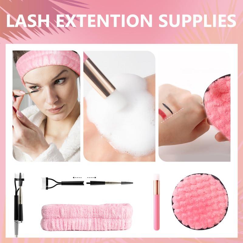 Lash Cleaning Kit - Lash Cleanser for Eyelash Extension 60ML Lash Shampoo with Mini Lash Fan Rinse Bottle Cleaning Brushes Hair Band Eyelash Separator Tool,Ideal Lash Wash Kit for Women