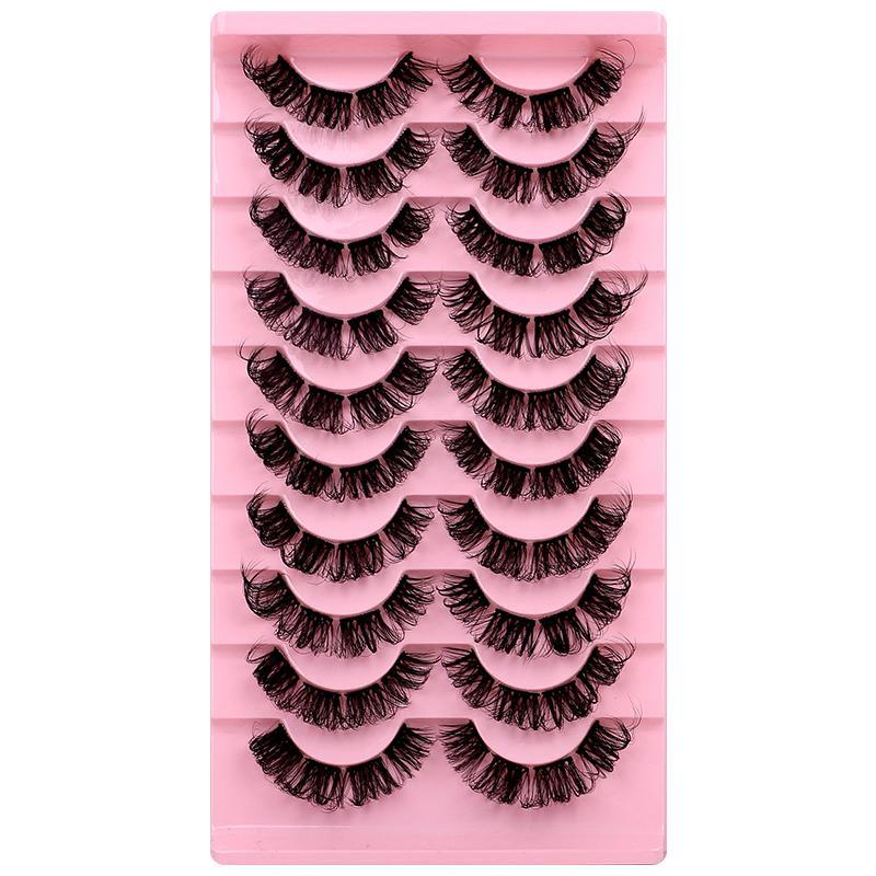 Segmented False Eyelashes, 10 Pairs Wispy Russian Coil Cluster Lashes, Natural Look D Curl Eye Makeup Strip Lashes for Women & Girls Eye Extensions