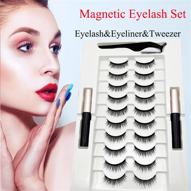 Magnetic Lashes & Magnetic Eyeliner Kit, 1 Set Natural False Eyelashes & Eyeliner Set, Eye Makeup Kit Suitable for All Occasion Makeup, Cosmetic Gift