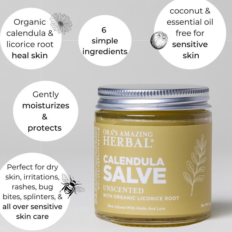 Calendula Salve, Unscented, Coconut Free Salve