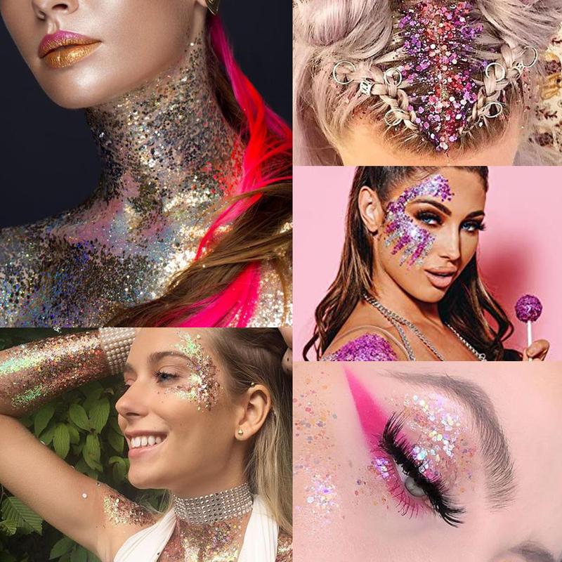 24 Color Body Makeup Glitter Gel, Long Lasting Shimmering Body Glitter Gel, Sparkling Makeup Products for Festival, Party, Cosmetic Gift for Girls & Women