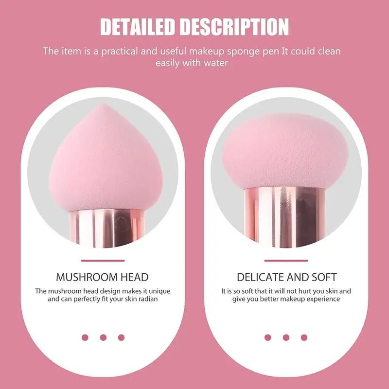 3pcs Mushroom Shaped Makeup Sponge Set, Versatile Makeup Sponges for Liquid Foundation, Loose Powder, Concealer, Cream, Makeup Blending & Facial Detailing, Multi-functional Makeup Accessories