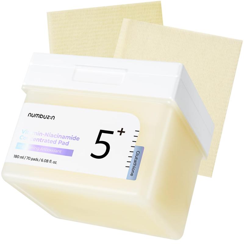 numbuzin No.5+ Vitamin-Niacinamide Concentrated pad | Double- Sided Pad with Glutathione, Niacinamide, PHA & LHA | Exfoliation, Dark Spot, Hyperpigmentation Care | 180ml 70 Pads 6.08 Fl Oz