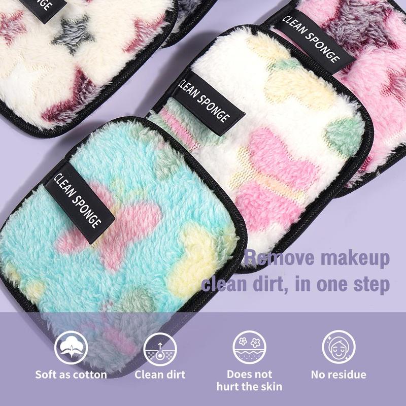 MAANGE Travel Reusable Makeup Remover Pads, 6 Counts Colorful Facial Cleaning Puffs, Face Wash Sponges, Square Shape Fluffy Face Washing & Skin Cleansing Pads, Comfort Hygiene Products, Christmas Gift