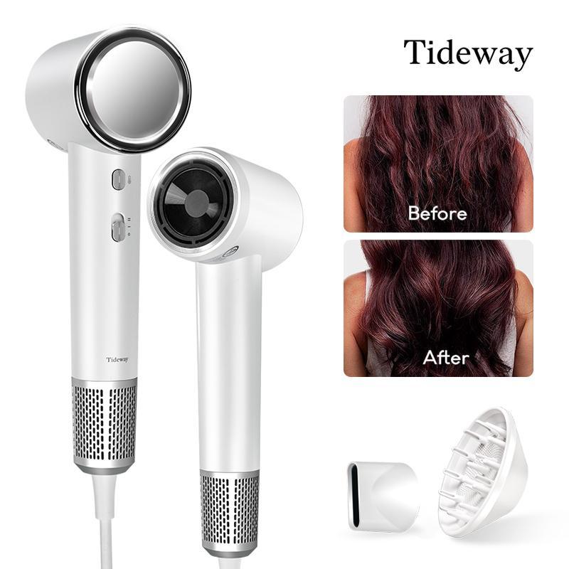 Tideway High-speed Hair Dryer Titanium Edition blow dryer Brushless Motor & Ionic Technology  4 Temperature Settings Thermo Control Technology Ergonomic Design