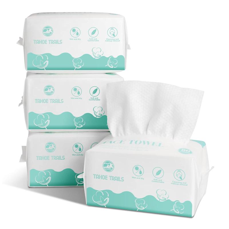 Disposable Face Towel, Soft Dry Wipe, Lint Free, Dry Wet Use for Sensitive Skin, 80Count Cotton Facial Tissue, Makeup Removing, Surface Cleaning 5.91 * 7.87inch, 80