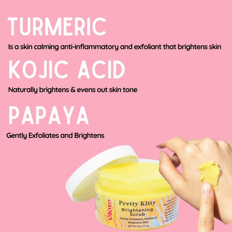 Pretty Kitty Bikini Line Sugar Scrub –Kojic Acid & Turmeric for Ingrown Hairs & Razor Bumps – Exfoliates, Softens & Brightens Bikini, Thighs & Armpits