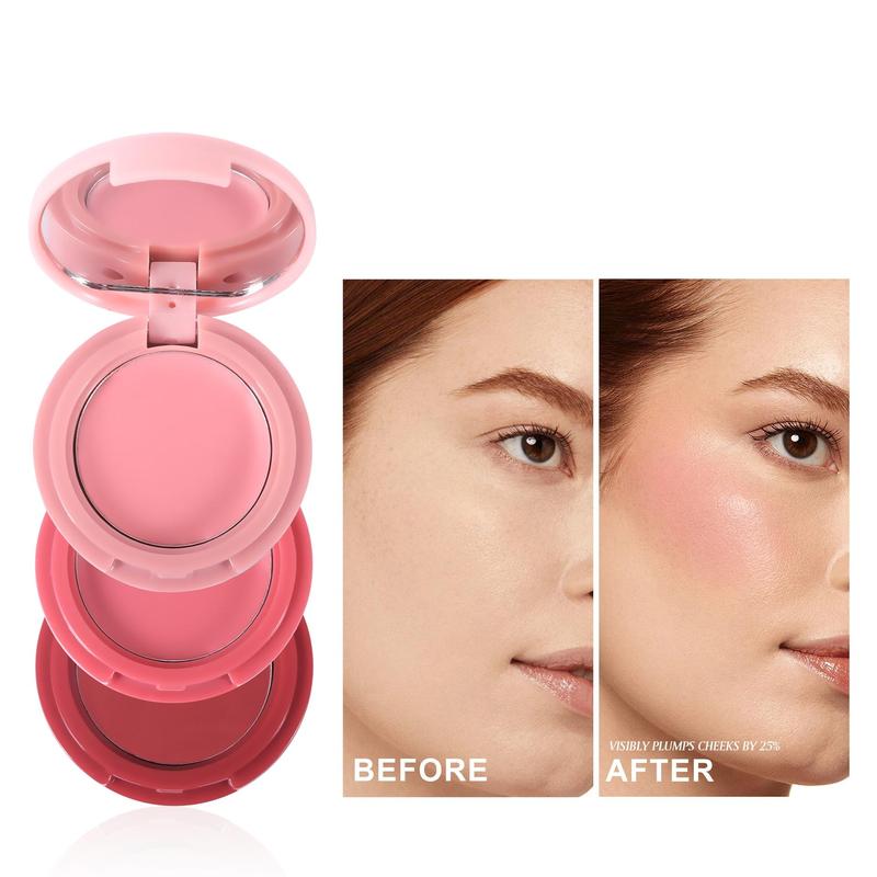 3 In 1 Blush Palette, 1 Box Long Lasting Blush Cream, Portable Travel Blush Palette, Daily Makeup Accessories For Women & Girls