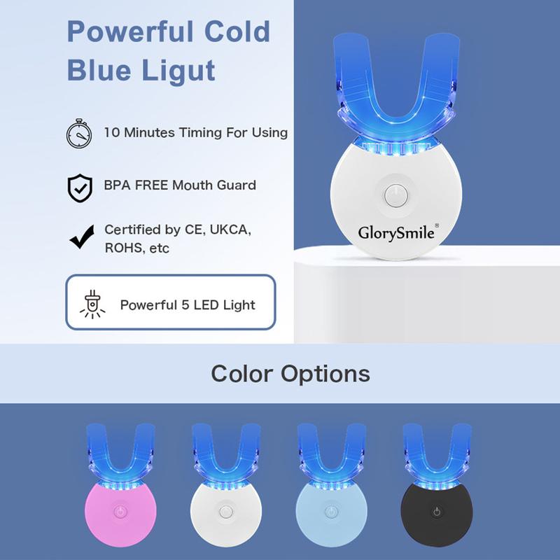 GlorySmile Original Teeth Whitening Kit with 5x LED Light, 18% Carbamide Peroxide Oral Care Halloween Black Friday Christmas Deal