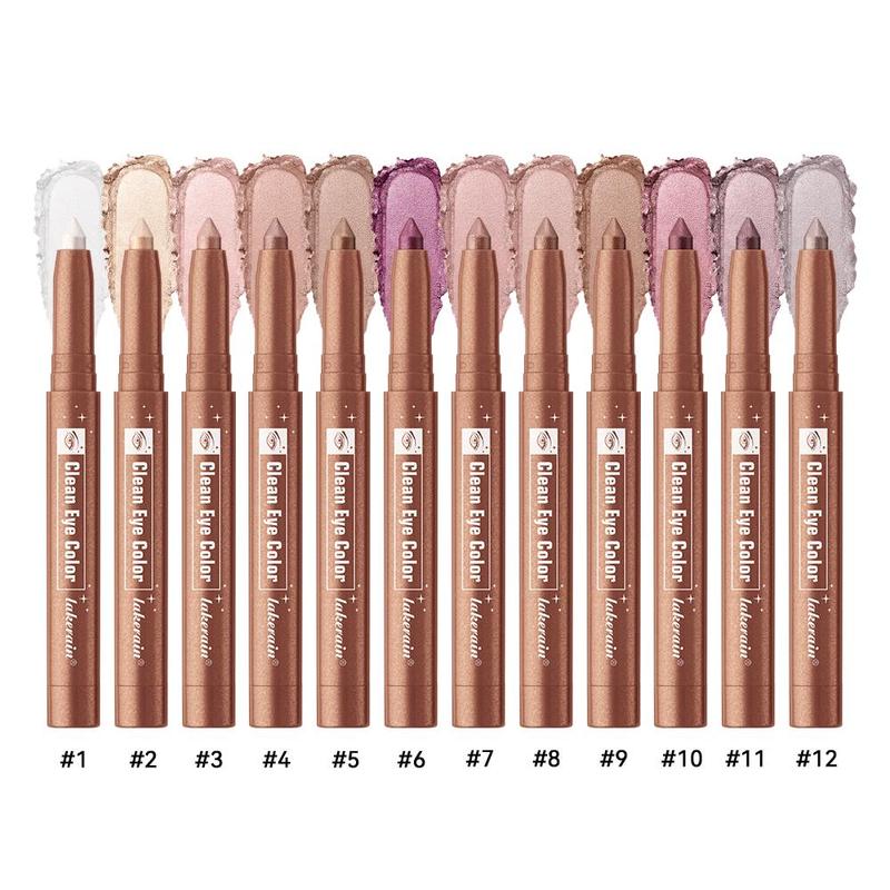 Long Lasting Eyeshadow Stick, 12pcs set Waterproof Eyeshadow Pen, Smudge-proof Eye Shadow Pen, Easy To Use, Eye Makeup Tool for Women, Christmas Gift