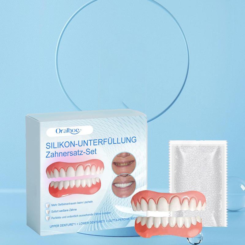 Temporary Denture Kit, 1 Box Denture Care Kit, Denture Kit for Women & Men, Daily Oral Care Product for Home & Travel