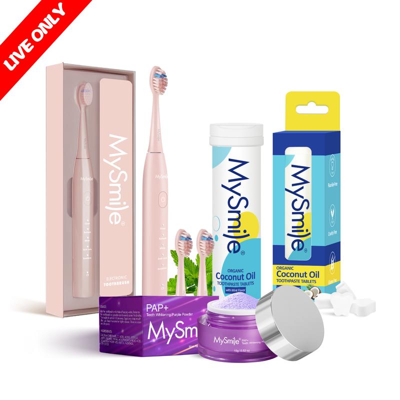 Livestream Special - MySmile Essential Sonic Electric Toothbrush + PAP Whitening Powder + Toothpaste Tablet Bundle(Result May Vary)