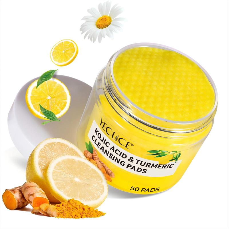 YECUCE Turmeric Cleansing Pad with Kojic Acid -  Skin Repair Skincare Essential for a Comfortable Experience 50 Pads