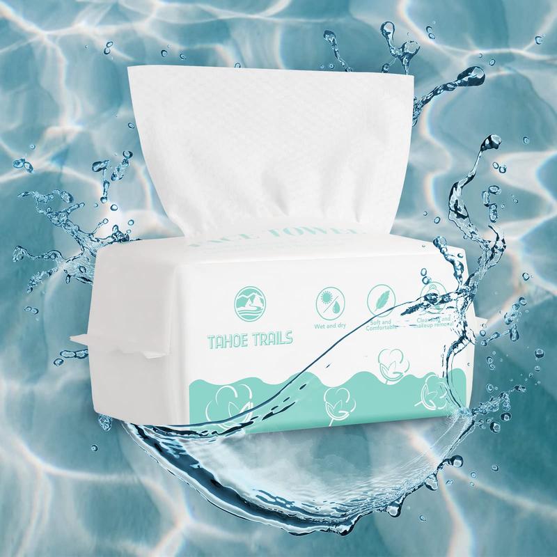 Disposable Face Towel, Soft Dry Wipe, Lint Free, Dry Wet Use for Sensitive Skin, 80Count Cotton Facial Tissue, Makeup Removing, Surface Cleaning 5.91 * 7.87inch, 80