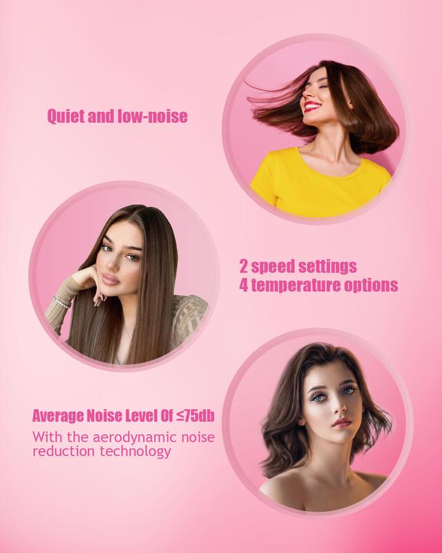 Professional Hair Dryer ,Negative Ionic High-Speed ,1500W Fast Drying, Reduces Frizz, Low Noise, Lightweight, Salon Quality with Magnetic Attachment