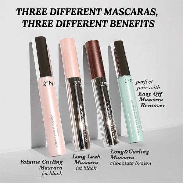 2aN Korean Volume Curling Mascara - Official Product Waterproof Smudge-Proof Lifting Lengthening High Impact Mascaras (Volume Curling Black)