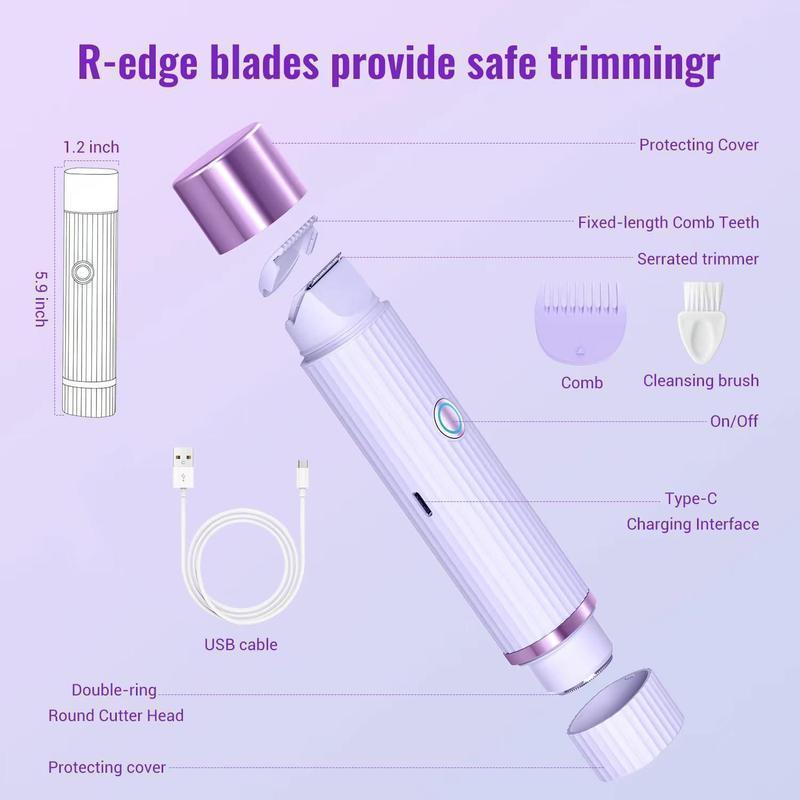 2 in 1 Electric Shaver for Women, 1 Box Rechargeable Face Hair Trimmer for Women, Bikini Trimmer, Waterproof Hair Removal Tool for Body, Face, Legs