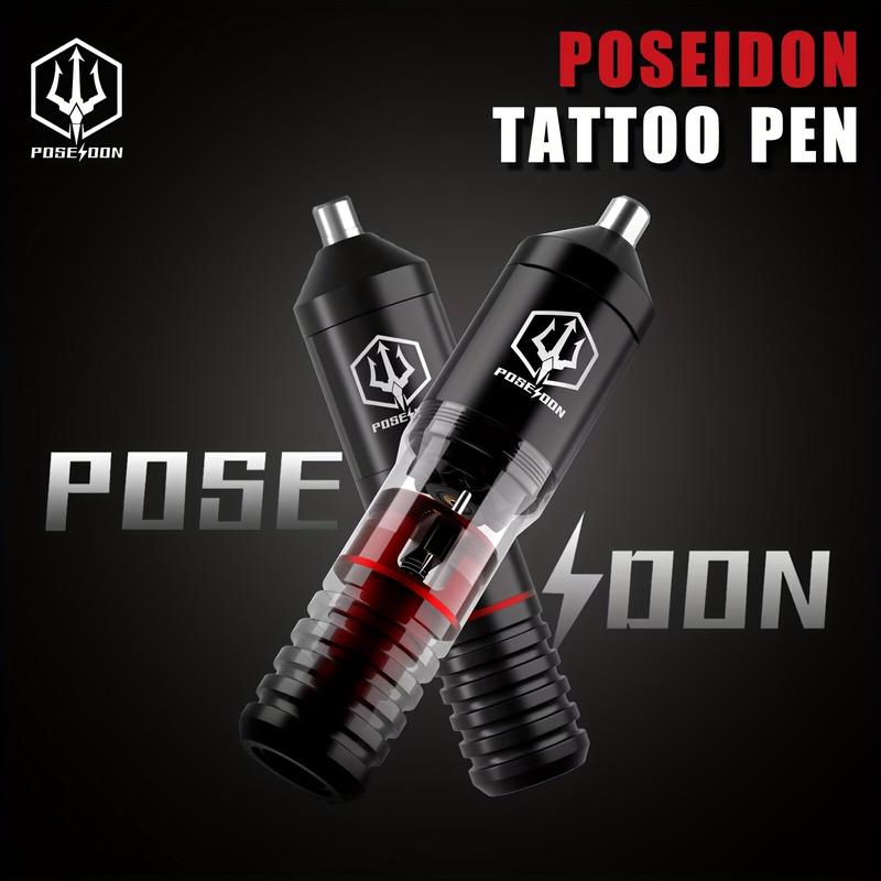 Poseidon Tattoo Suit, Rotary Tattoo Pen Suit, Containing 10 Tattoo Needles, Professional Tattoo Machine Set Suit, with Power Supply, 6 Colors Tattoo Ink, with Foot Pedal Tattoo Gun, Suitable for Artists